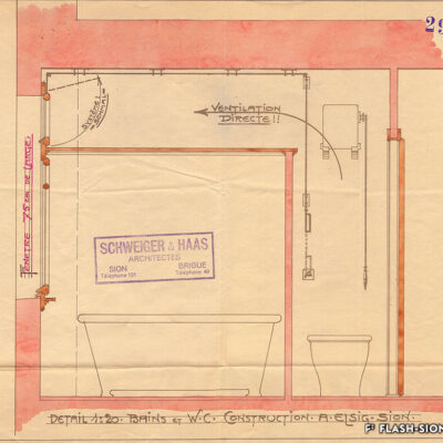 Maison A. Elsig, rue de Conthey, détail bains et WC, 1913-1915 © Archives de la Ville de Sion