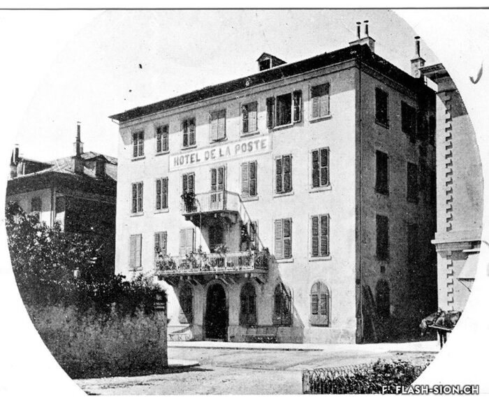 Façade de l’hôtel de la Poste, 1902 © Archives de la Ville de Sion