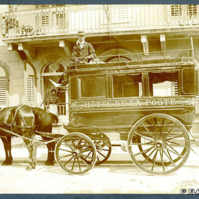 Calèche de l’hôtel de la Poste, 1909 © Archives de la Ville de Sion - don E. Mabillard, Sion