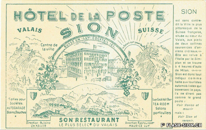 Carte postale de l’Hôtel de la Poste, 1900-1920 © Archives de la Ville de Sion
