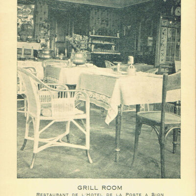 Carte postale de l’Hôtel de la Poste, restaurant, 1920-1925 © Archives de la Ville de Sion