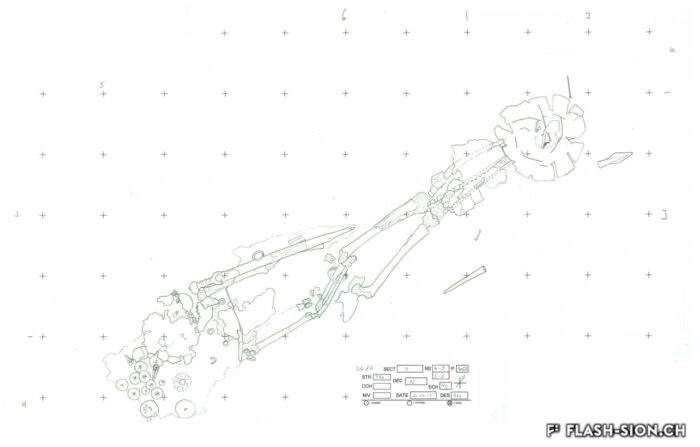 Dessin de la tombe du guerrier, 2017 © Service des Bâtiments, Monuments et Archéologie
