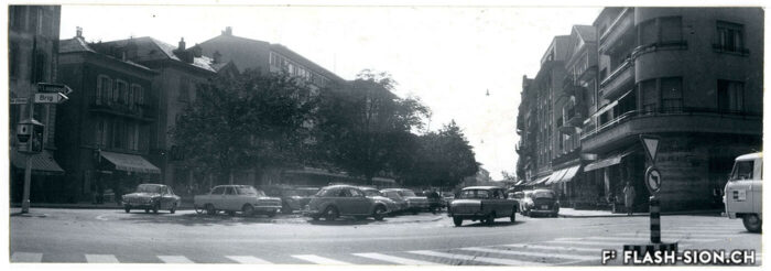La place du Midi depuis l’est, 1966 © Archives de la Ville de Sion