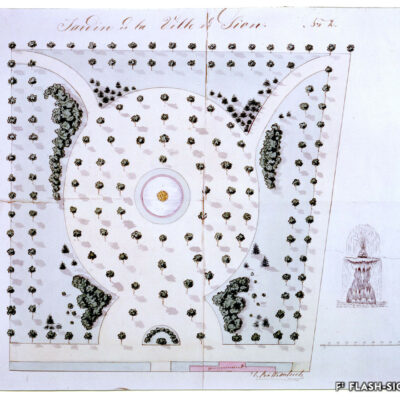 Un autre visage de la place de la Planta : projet d’un jardin à l’anglaise (non réalisé), 1878 © Archives de la Bourgeoisie de Sion