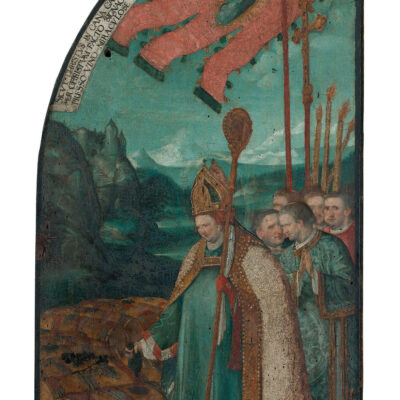 Triptyque de saint Théodule, scène du miracle du vin. Huile sur panneaux de bois, par Hans Bock l’Ancien, 1596 © Musées cantonaux du Valais - Jean-Yves Glassey, Musée d’histoire du Valais, dépôt du Chapitre cathédral de Sion