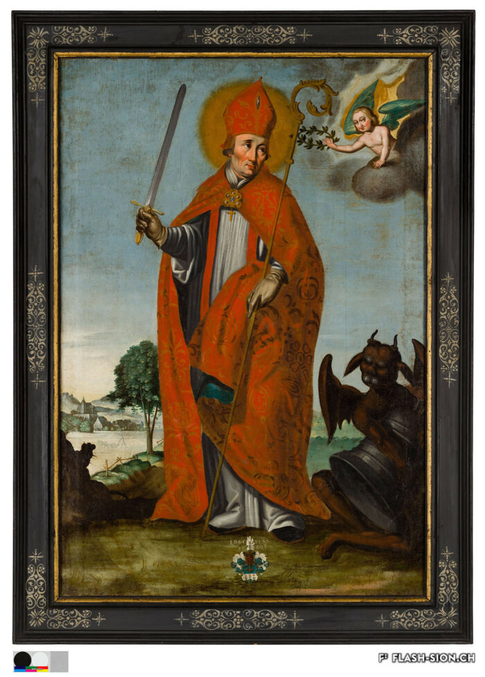 Représentation de saint Théodule. Tempera grasse sur toile, par Hans Ludolff, 1653 © Musées cantonaux du Valais - Michel Martinez, Musée d’histoire du Valais, dépôt du Chapitre cathédral de Sion