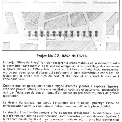 Extrait du rapport du jury concernant le concours de projets pour l’aménagement de la place du Midi, 1995 © Archives de la Ville de Sion