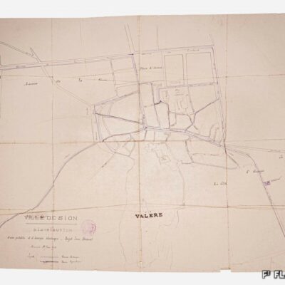 Projet de Louis Dumont pour la distribution d’eau potable et d’énergie électrique en ville, 18 juin 1894 © photo Pentamedia, Archives de la Ville de Sion