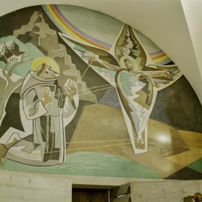 Fresque de Gino Severini dans l’église du Couvent des Capucins © Pentamedia, Archives de la Ville de Sion, 2019