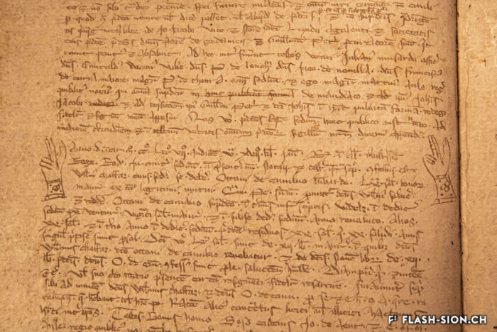 Extrait du registre de maître Martin de Sion, attestant l’emprunt d’argent d’un bourgeois de Sion auprès d’un Lombard, 1277 © Pentamedia, Archives du Chapitre de Sion, 2019