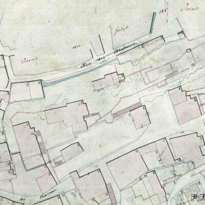 La rue des Abattoirs, ancien nom de la rue de la Majorie, relevé du cadastre, 1876 © Archives de la Ville de Sion
