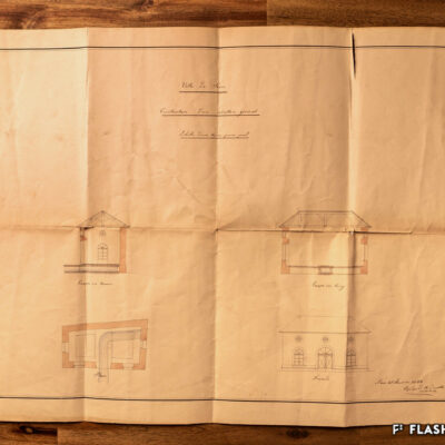 Plan du projet de construction de l’abattoir municipal, à l’emplacement actuel de la colonie italienne, 1850 © Pentamedia, Archives de la Ville de Sion, 2019