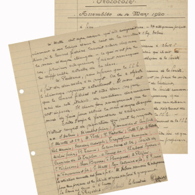 Des entrepreneurs italiens sédunois font partie des membres de l’Association Valaisanne des Entrepreneurs lors de la première assemblée générale de 1920 © photo Archives de l’Etat du Valais, archives de l’AVE, 2018