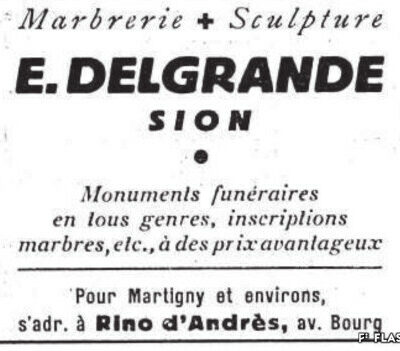 Annonce du maître marbrier Ernest Delgrande © Le Rhône, 11 juillet 1939