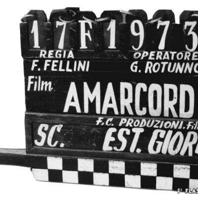 Clap du film « Amarcord » de Federico Fellini, 1973 © Fondation Fellini