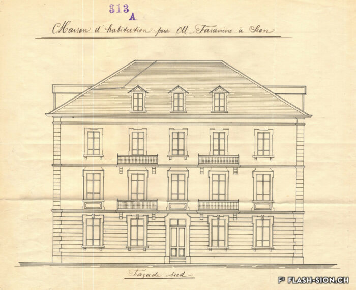 Maison Fasanino, à l'avenue Pratifori, construite en 1910-1912, démolie en 1985-1986 © Archives de la Ville de Sion