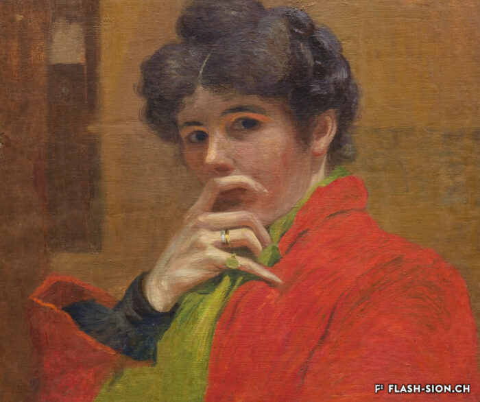 « Autoportrait, le doigt sur la bouche » de Marguerite Burnat-Provins (1872-1952), vers 1900, Musée d’art du Valais, Sion © Musées cantonaux du Valais – Sion, Michel Martinez