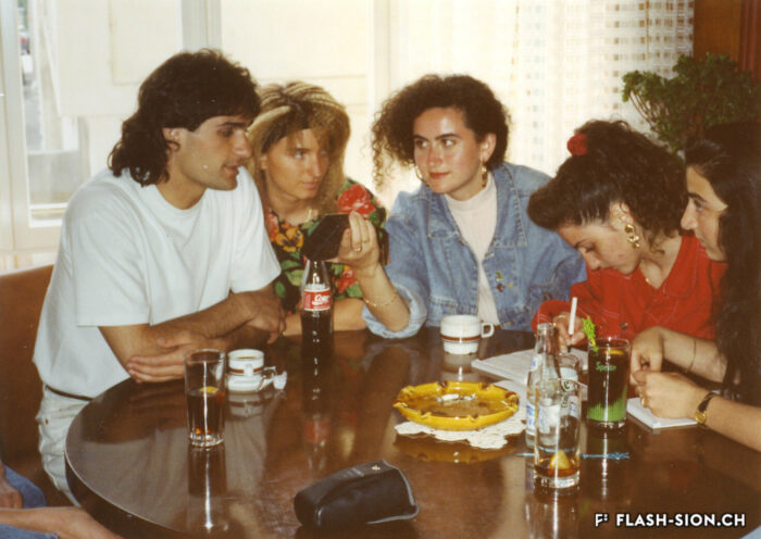 Interview de Pino Manfreda, joueur calabrais au FC Sion, par l’équipe de l’Occhio, 1992 © archives privées Piero Marino