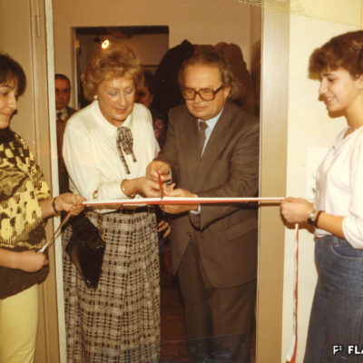Inauguration de la salle du rez-de-chaussée, de la Colonie italienne avec Félix Carruzzo, président de la Ville, 1983 © archives de la Colonia Italiana