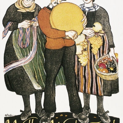 Affiche de la « Walliser Woche (Semaine valaisanne) Zürich » en 1927, lithographie couleurs d’après le dessin original d’Edouard Vallet, Médiathèque Valais - Sion © DR
