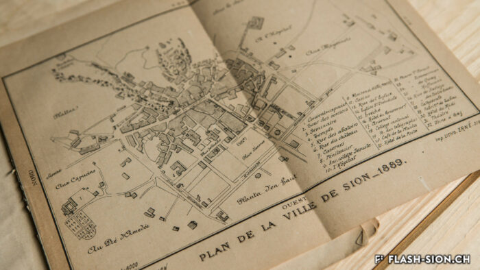 Plan touristique de Sion extrait du guide « Sion et ses environs », A. Galerini, libraire-éditeur, Sion, 1889, Archives de la Ville de Sion © Archives de la Ville de Sion, Pentamedia