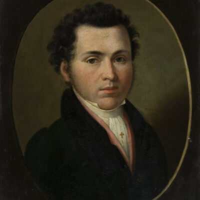 Laurent-Justin Ritz, « Autoportrait dans un médaillon peint », vers 1820, huile sur panneau de cuivre, Musée d’art du Valais, Sion, BA 2914 © Musées cantonaux du Valais, Sion, Michel Martinez