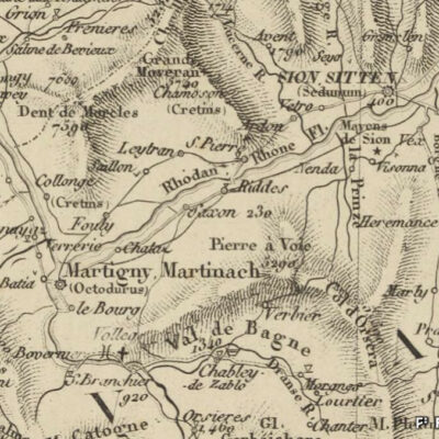 Extrait de la « Carte routière de la Suisse par H. Keller », 1851 © Source gallica.bnf.fr, Bibliothèque nationale de France, département Cartes et plans