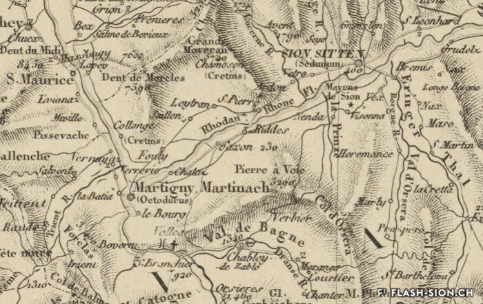 Extrait de la « Carte routière de la Suisse par H. Keller », 1851 © Source gallica.bnf.fr, Bibliothèque nationale de France, département Cartes et plans