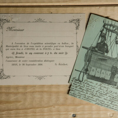 Le 29 septembre 1898, la Municipalité donne un grand banquet en l’honneur du vol historique à l’Hôtel de la Poste © Archives de la Ville de Sion, Pentamedia