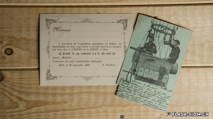 Le 29 septembre 1898, la Municipalité donne un grand banquet en l’honneur du vol historique à l’Hôtel de la Poste © Archives de la Ville de Sion, Pentamedia