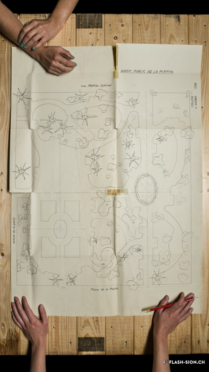 Plan du jardin public de la Planta, premier projet lancé par la Société de développement de Sion en 1903, Archives de la Ville de Sion © Archives de la Ville de Sion, Pentamedia