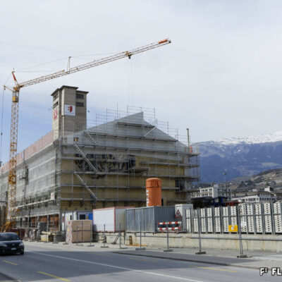 Bâtiment Energypolis en chantier, 2014 © Gilles Vouillamoz, Archives de la Ville de Sion