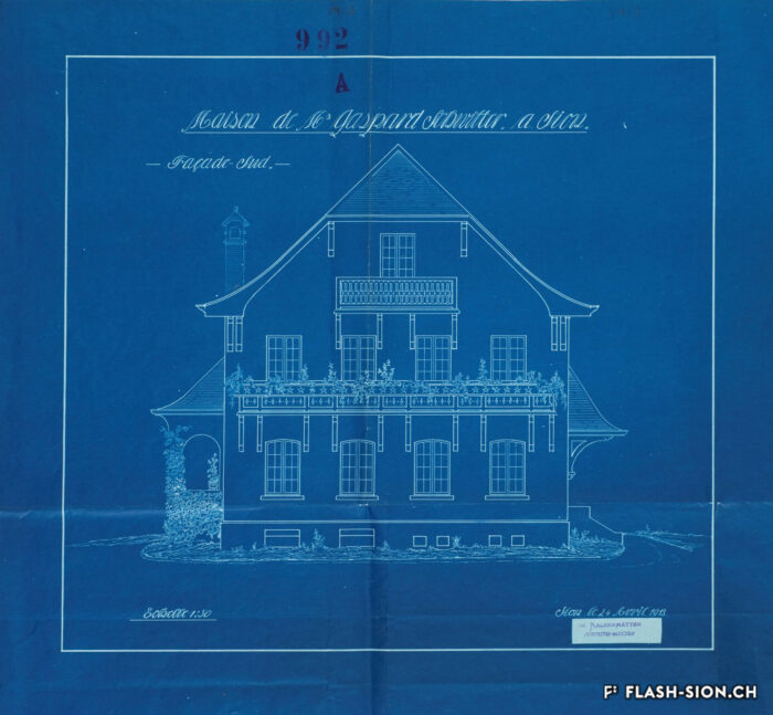 La Villa Schwitter, premier logement d’Edouard Vallet en mars 1920 à son arrivée à Sion, Archives de la Ville de Sion