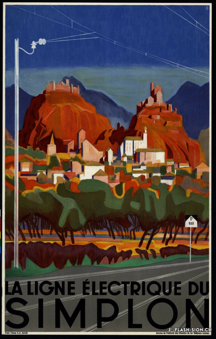 « La ligne électrique du Simplon », réalisée par Otto Baumberger, 1934, Service de publicité des Chemins de fer fédéraux, Médiathèque Valais-Sion © DR