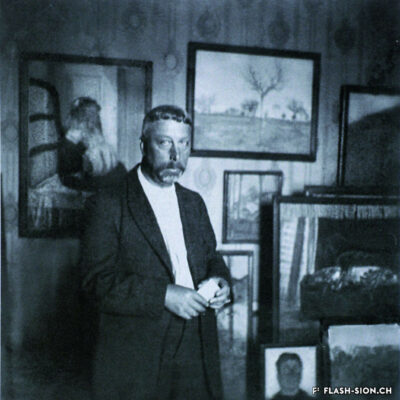 Edouard Vallet photographié par un généreux amateur dans son « atelier » de la maison Bonvin-Barberini, le 26 septembre 1921, collection privée, photo Max Felchlin