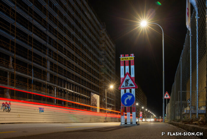 Haute école d’ingénierie en chantier du côté de la rue de l’Industrie, 2018 © Claude Coeudevez, Archives de la Ville de Sion