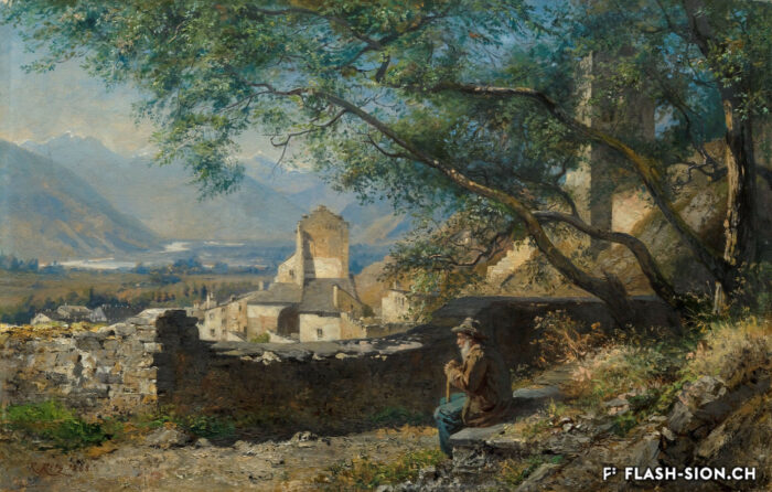 Raphael Ritz, « Vue du château de la Majorie à Sion », 1888, huile sur toile, Musée d’art du Valais, Sion, BA 1101 © Musées cantonaux du Valais, Sion, Michel Martinez