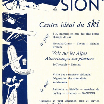 La proximité entre Sion et les diverses stations de ski environnantes fait partie des atouts de la capitale, 1960, Archives de la Ville de Sion