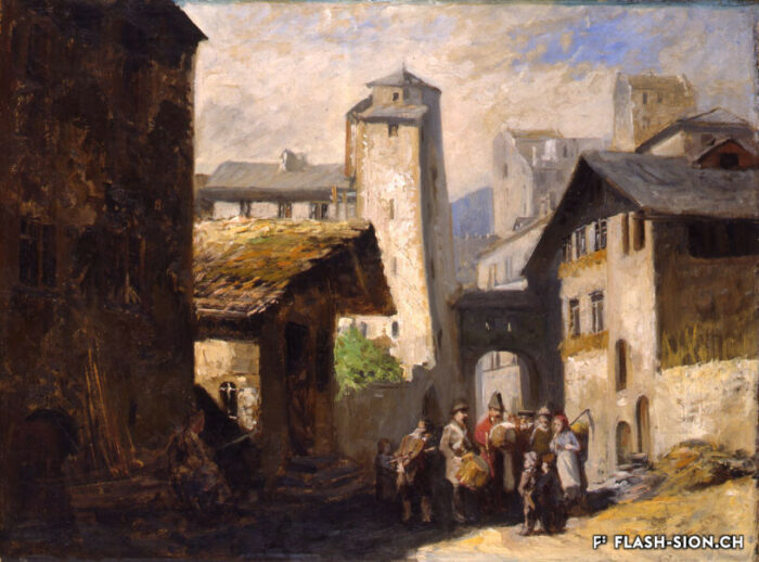 Raphael Ritz, « Le crieur public à Sion », vers 1889, huile sur toile, Musée d’art du Valais, Sion, BA 206 © Musées cantonaux du Valais, Sion, Thomas Andenmatten
