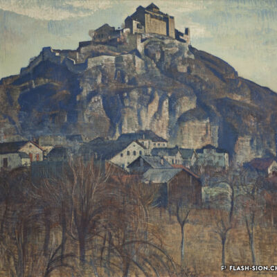 Edouard Vallet, « Valère » peint depuis la maison Bonvin-Barberini en 1923, huile sur toile, Ville de Sion, collections municipales