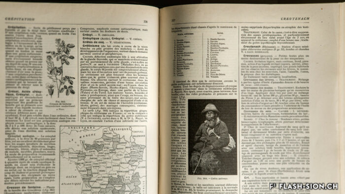Description du « crétinisme » dans le Larousse médical illustré, édition 1929, collection privée Maria Rohner Kamerzin © Archives de la Ville de Sion, Pentamedia