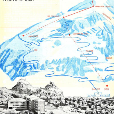 Dans les années 1960, le projet d’un télécabine Sion-Thyon est notamment soutenu par Roger Bonvin, Archives de la Ville de Sion