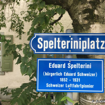 Spelteriniplatz à St-Gall en hommage à Eduard Spelterini (1852-1931), né Eduard Schweizer à Bazenheid, Toggenburg (SG), 2020 © Maria Rohner