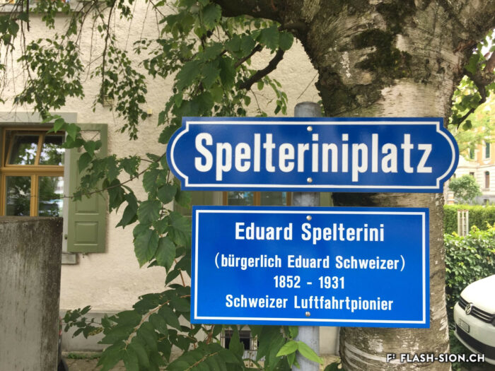 Spelteriniplatz à St-Gall en hommage à Eduard Spelterini (1852-1931), né Eduard Schweizer à Bazenheid, Toggenburg (SG), 2020 © Maria Rohner
