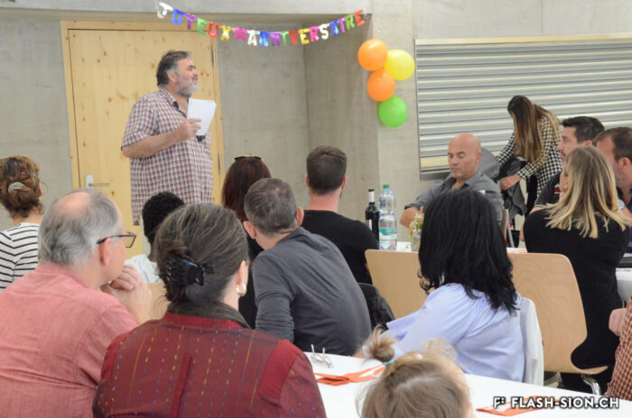 Discours du président de l’AVIC Jean-Henri Dumont lors du 15e anniversaire de l’association, 2017 © AVIC