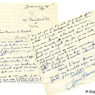 Jean Broccard demande au président de la Ville de Sion d’entreprendre des démarches auprès de Berne pour la future place d’aviation, 20 mai 1929, Archives de la Ville de Sion