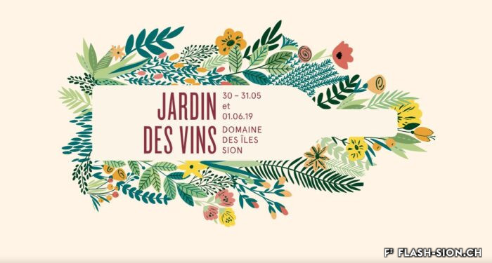 Le Jardin des Vins réunit depuis 2008 les encaveurs de Sion pour une manifestation au Domaine des Îles, affiche de l’édition 2019, Association des encaveurs de Sion