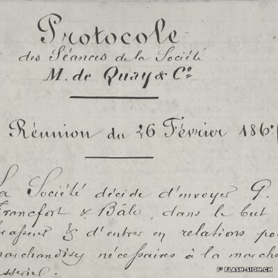 Extrait d’un protocole des séances de la Société M. de Quay & Cie, 1867, AEV, de Quay, P9