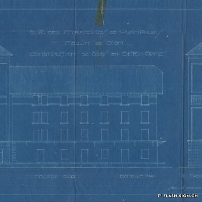 Plan pour la construction de silos en béton armé, A. de Kalbermatten architecte, 1925, Archives de la Ville de Sion