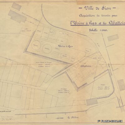 Plan de situation pour les nouveaux abattoirs du quartier Sainte-Marguerite, 1929, Archives de la Ville de Sion